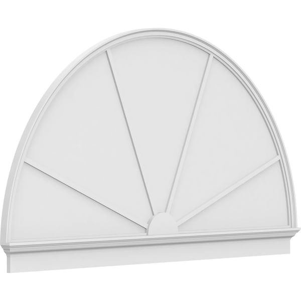 Ekena Millwork Half Round 4 Spoke Architectural Grade PVC Combination Pediment, 86"W x 49-3/4"H x 2-3/4"P PEDPC086X500HRO04 - main